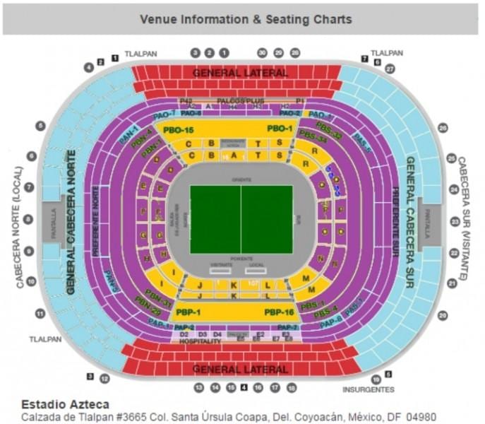estádio azteca sedenie mapu