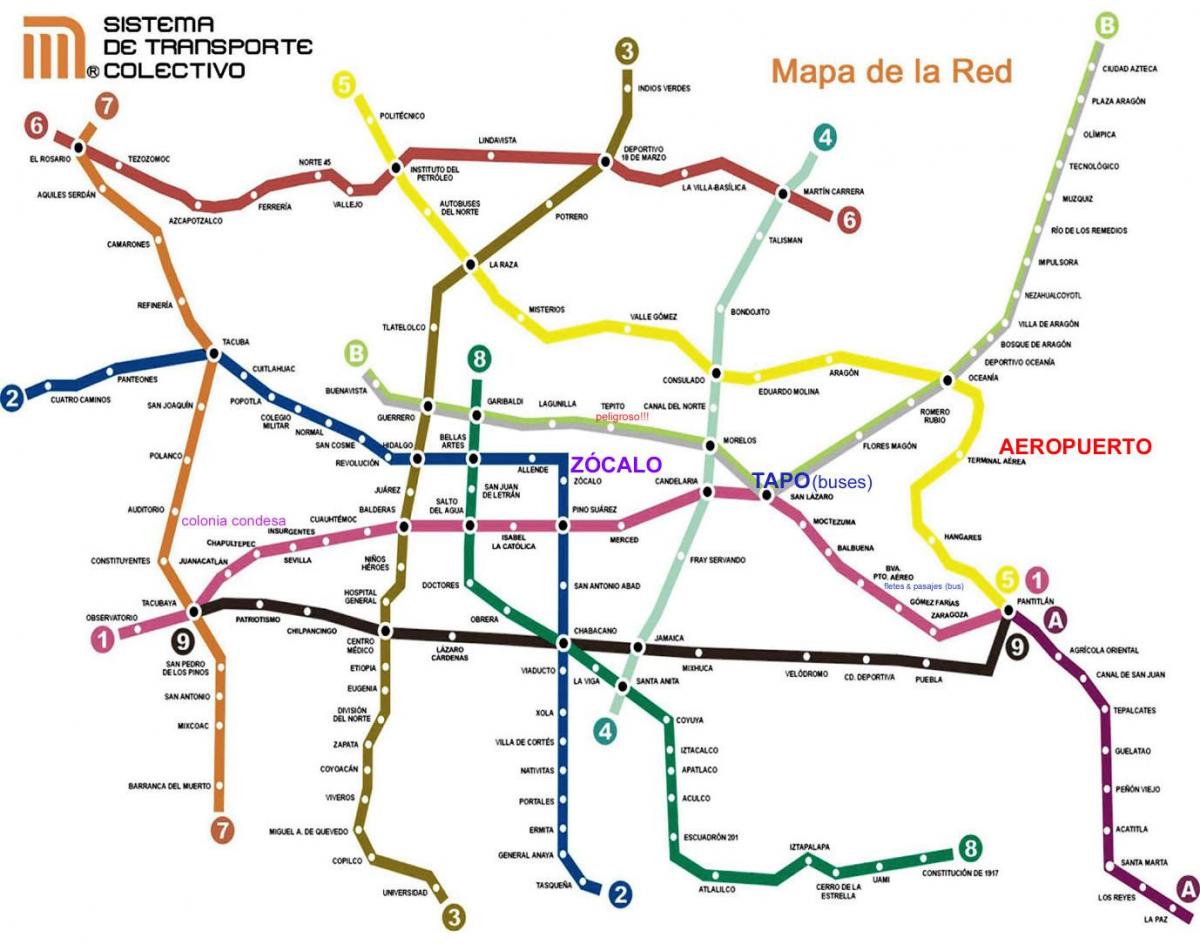 Mexico City vlak mapu