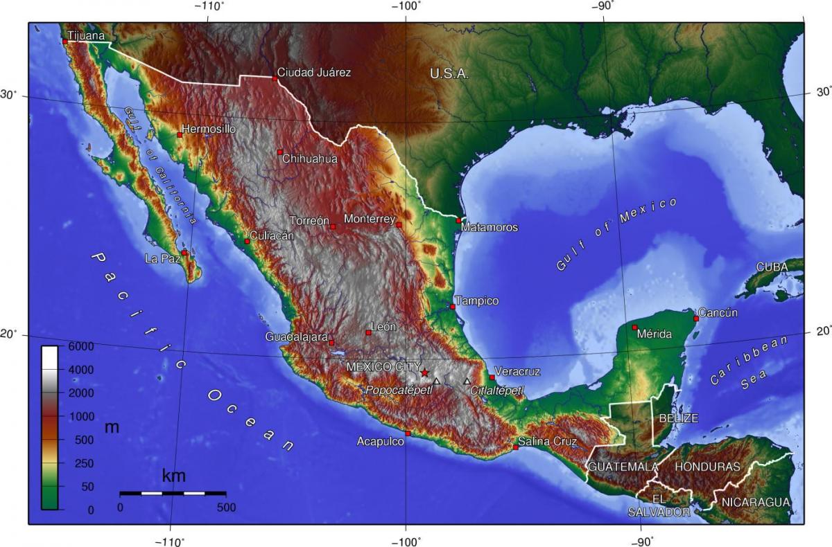 Mexico City topografických máp