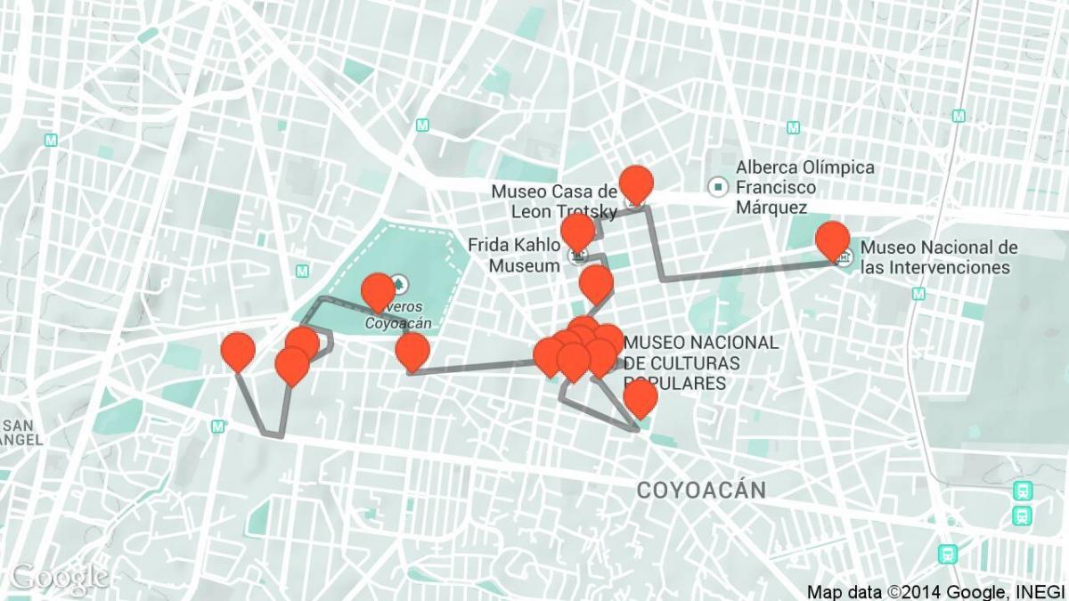 mapa Mexico City pešia prehliadka