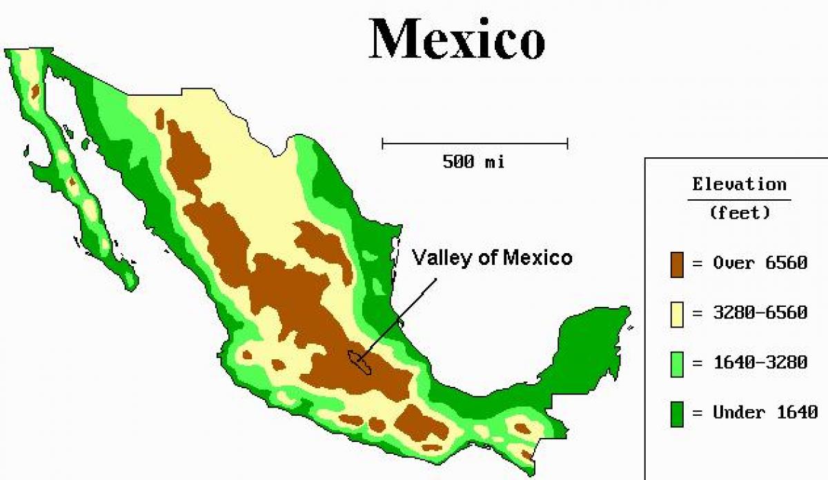 mapu údolie Mexiko