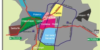 Okolie mapa Mexico City