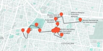 Mapa Mexico City pešia prehliadka